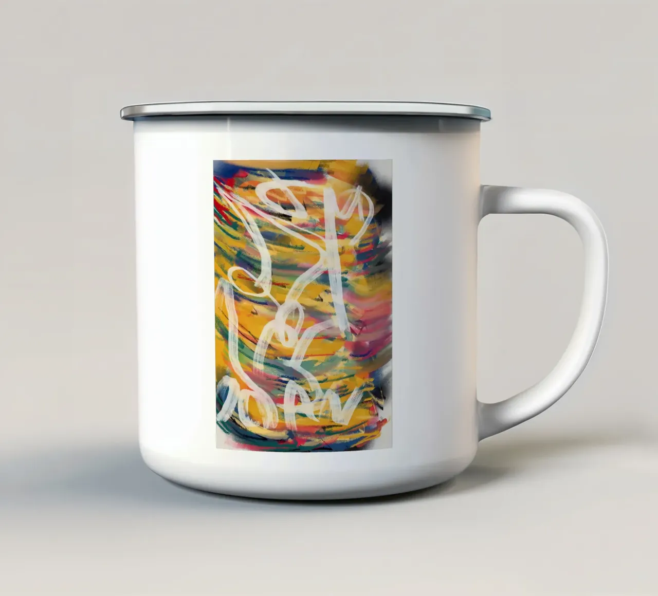 Chaos color grand abstrait 02 mug en émail de Little Dean