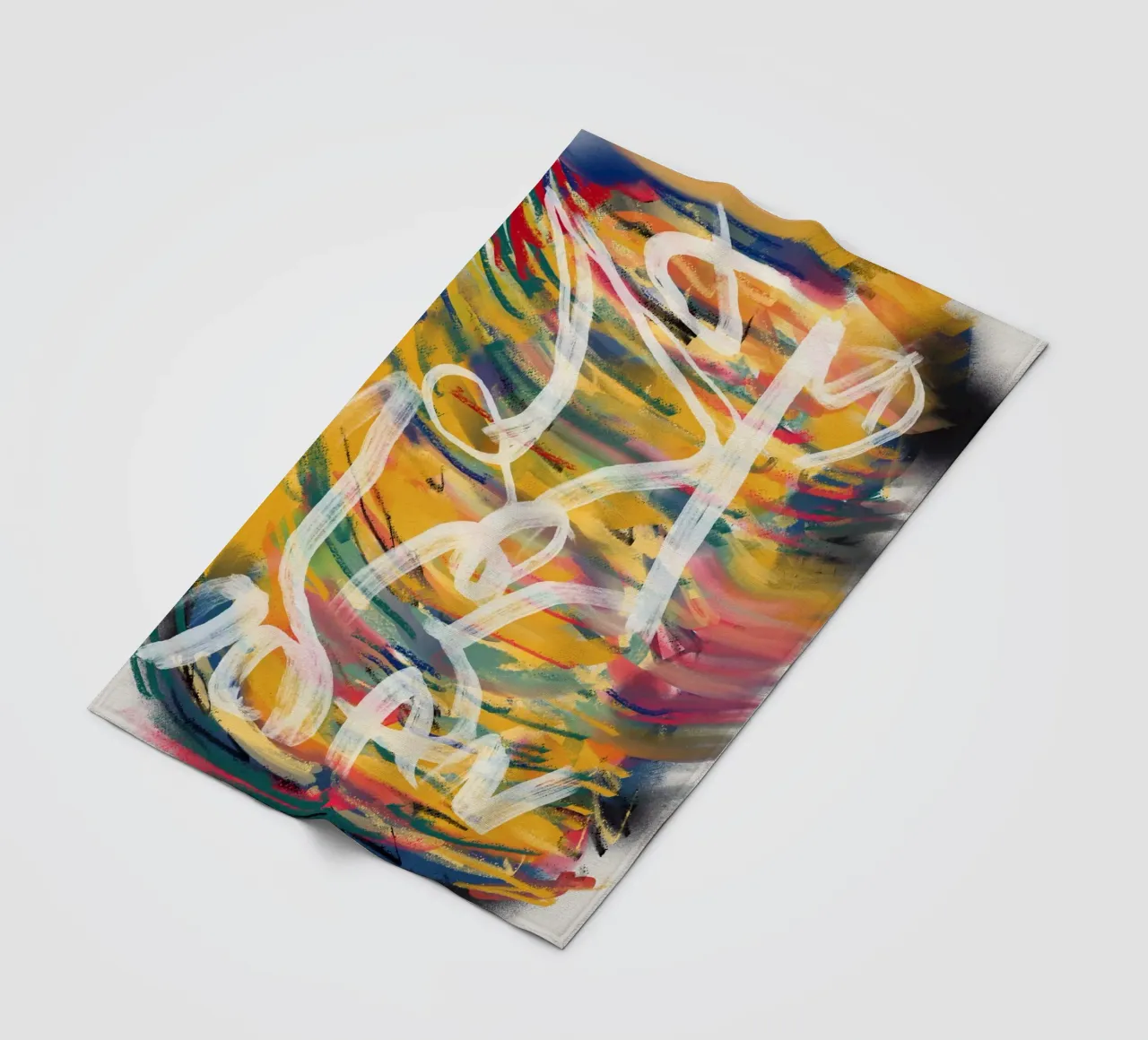 Chaos color large abstract 02 fleece blanket by Little Dean