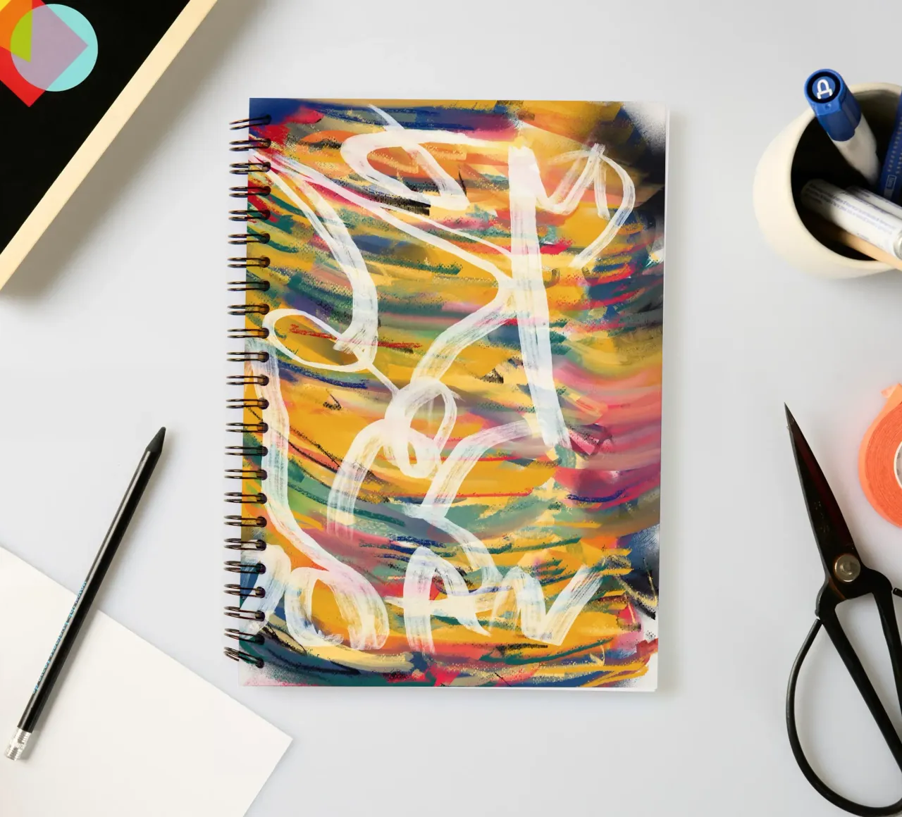 Chaos color large abstract 02 spiral notebook by Little Dean