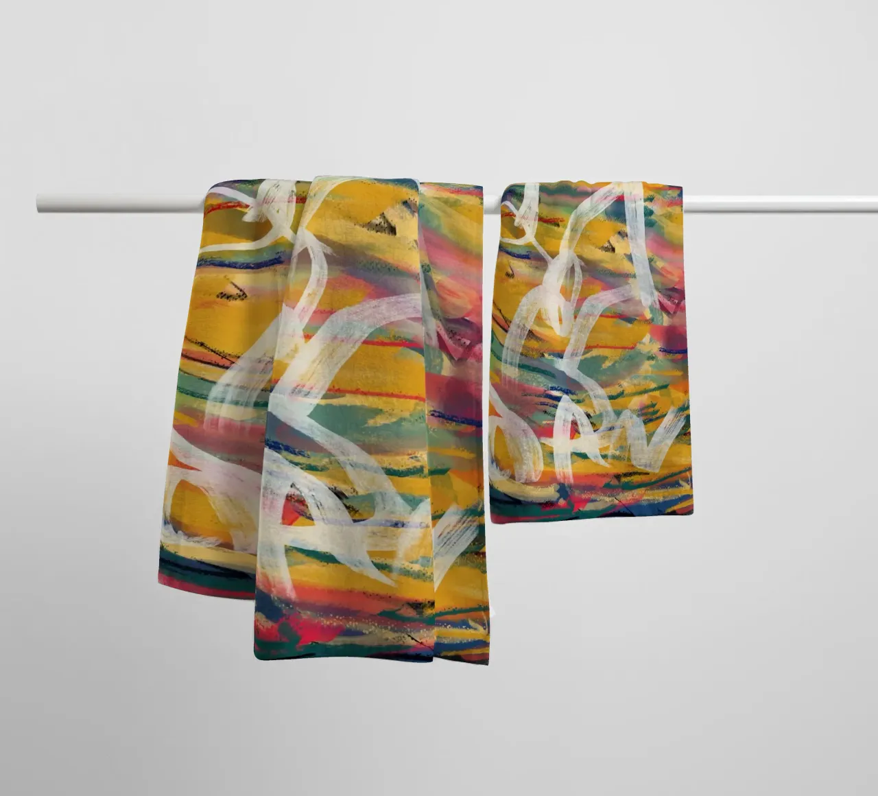 Chaos color grand abstrait 02 serviette de bain de Little Dean