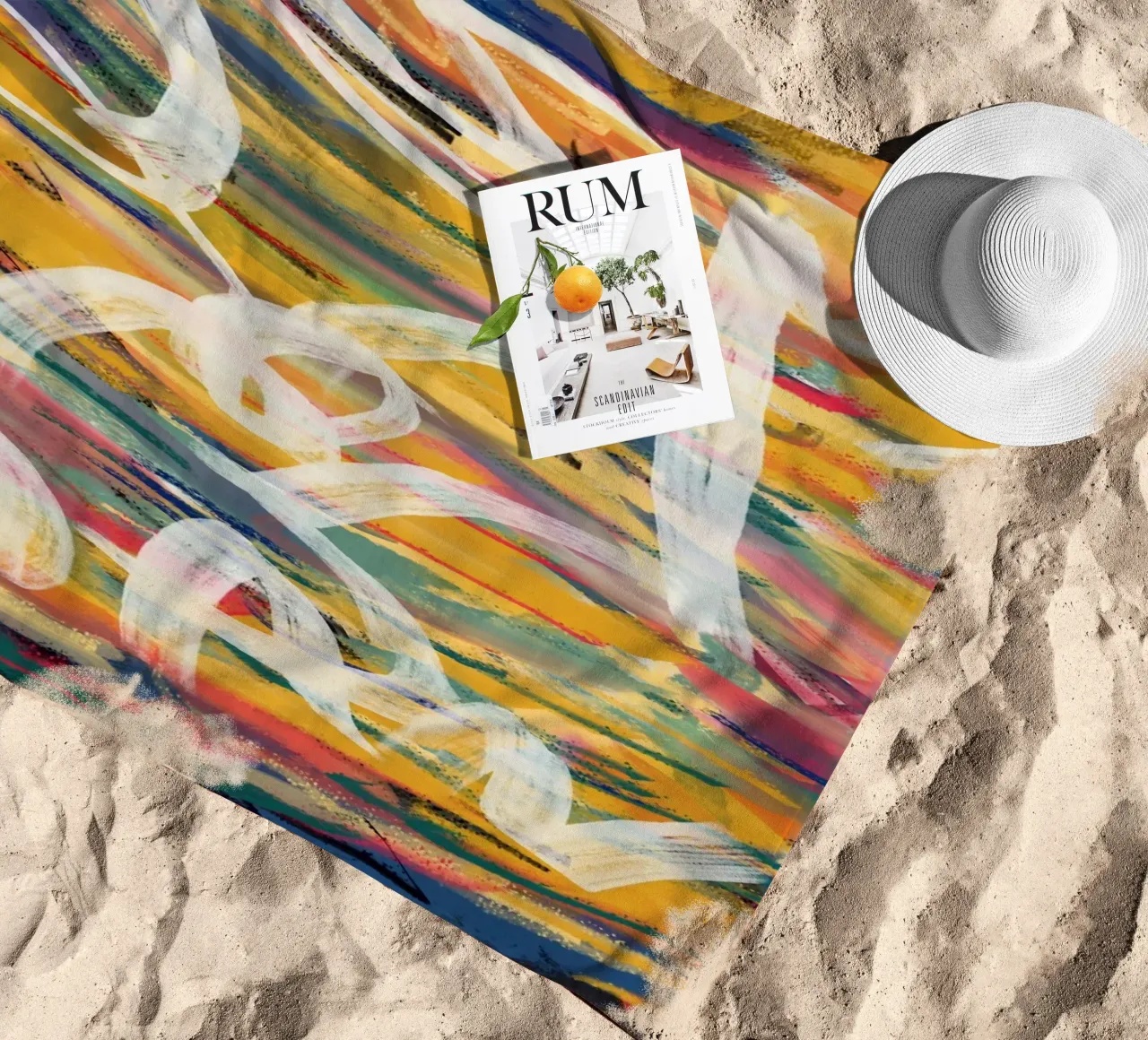 Chaos color large abstract 02 beach towel by Little Dean