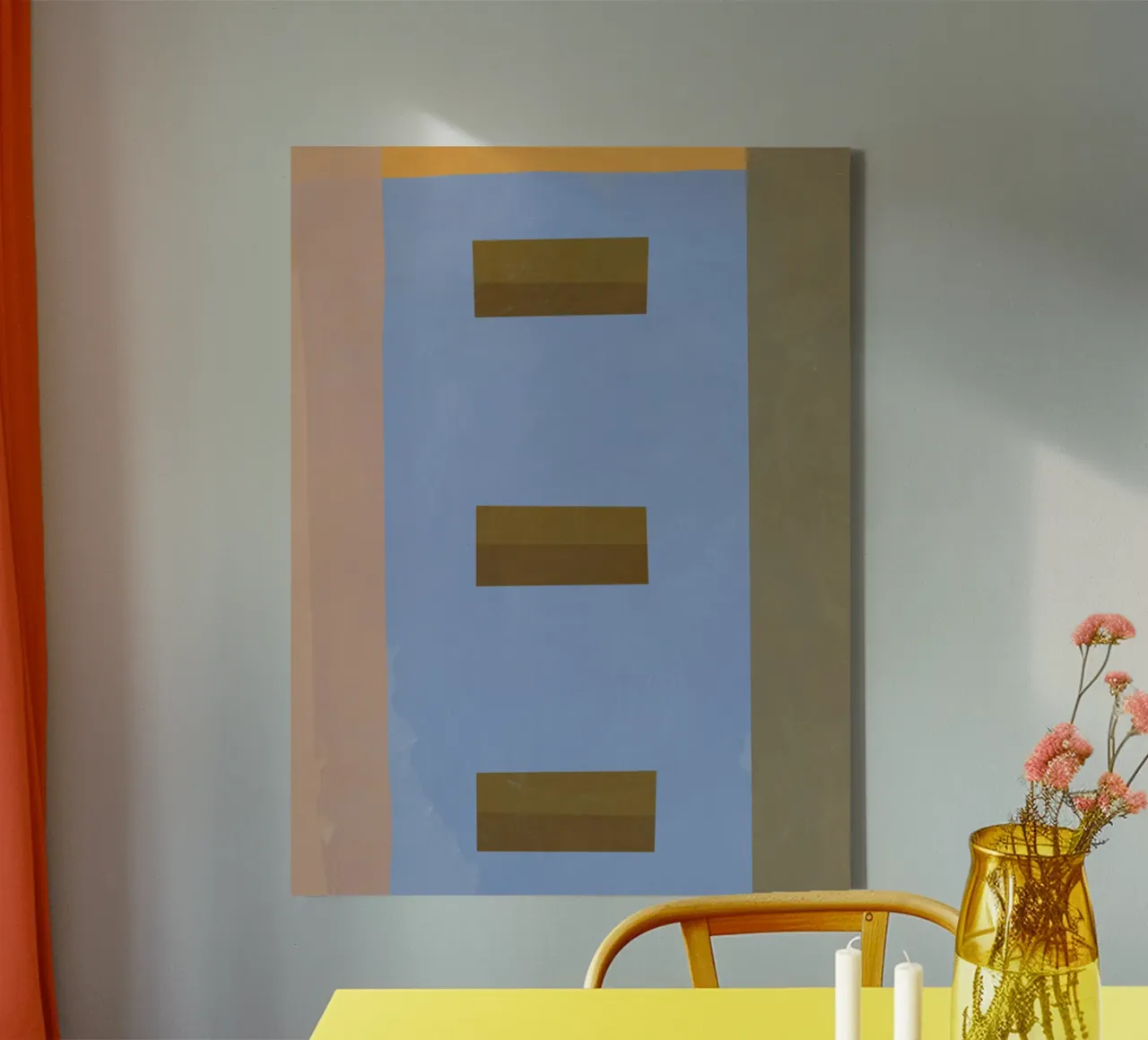 Architectonisch abstract canvas met Baklijst van Little Dean