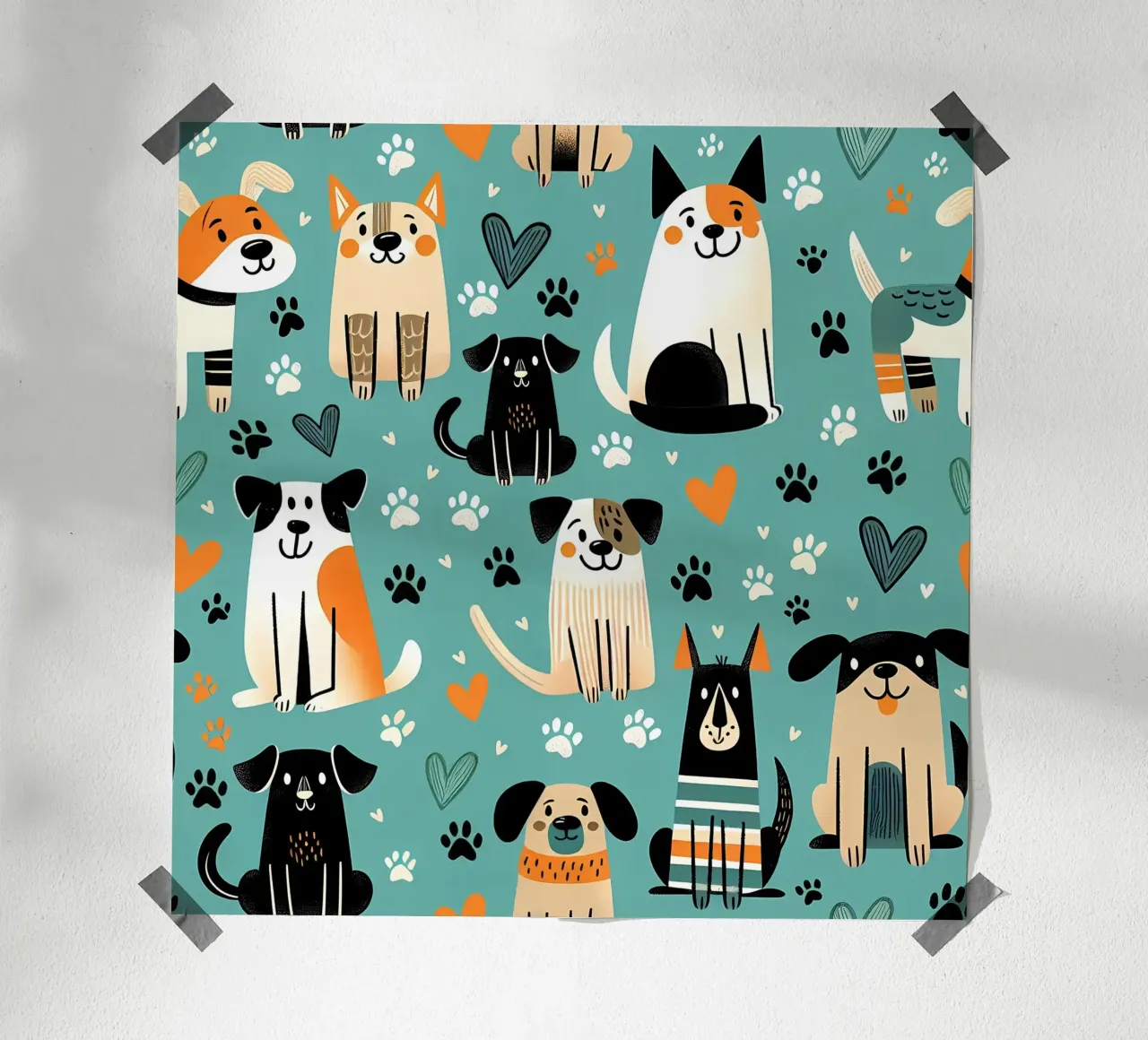 Modello di scarabocchio per cani poster da Happy Littles