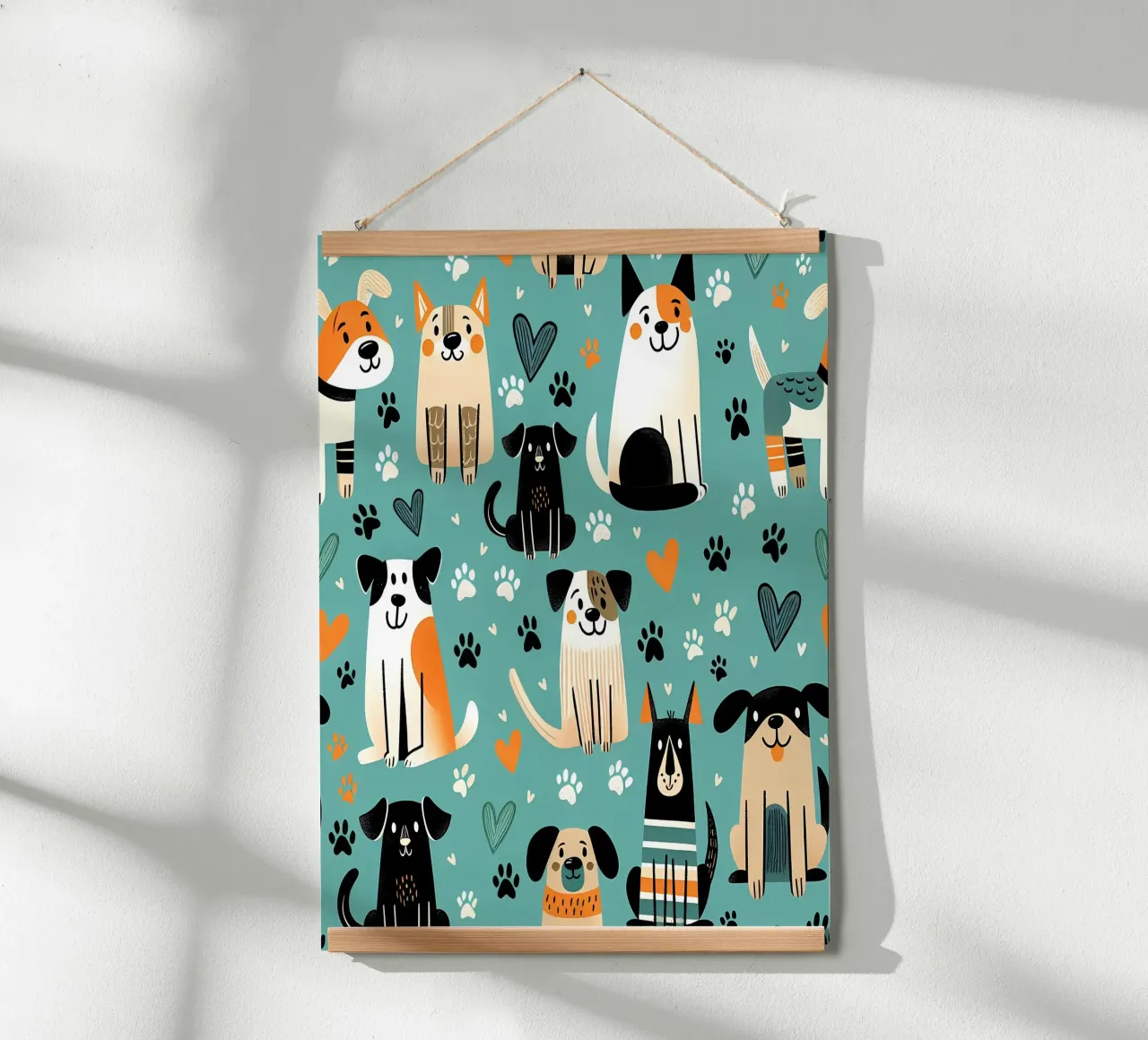 Modello di scarabocchio per cani poster da Happy Littles