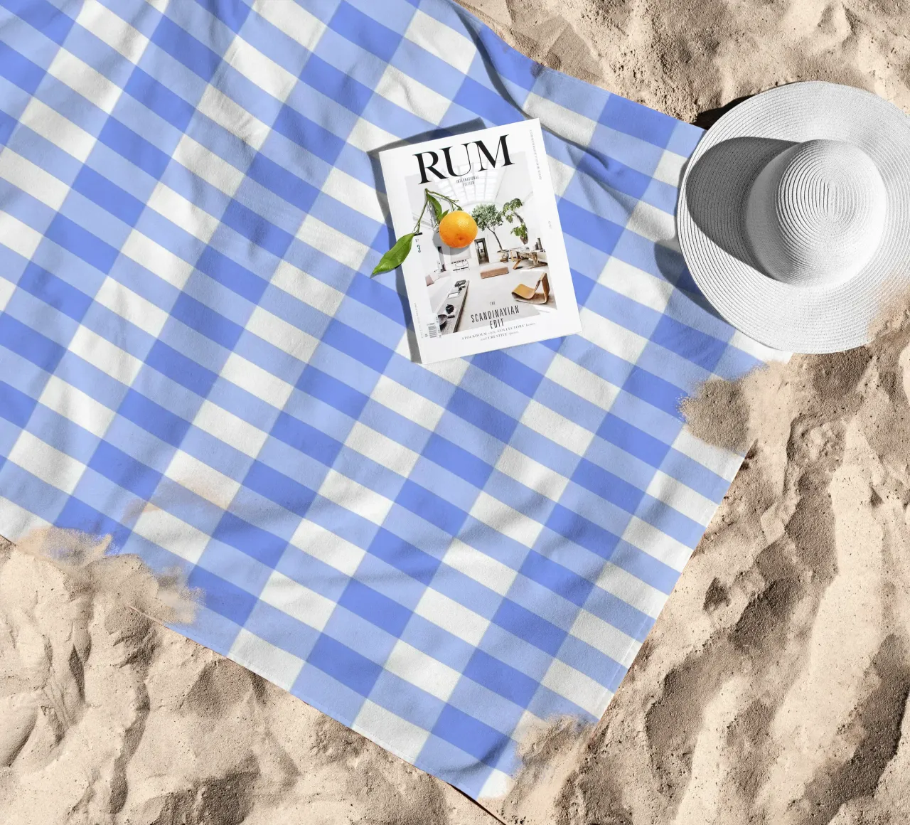 Gingham blu pastello telo mare da Happy Littles