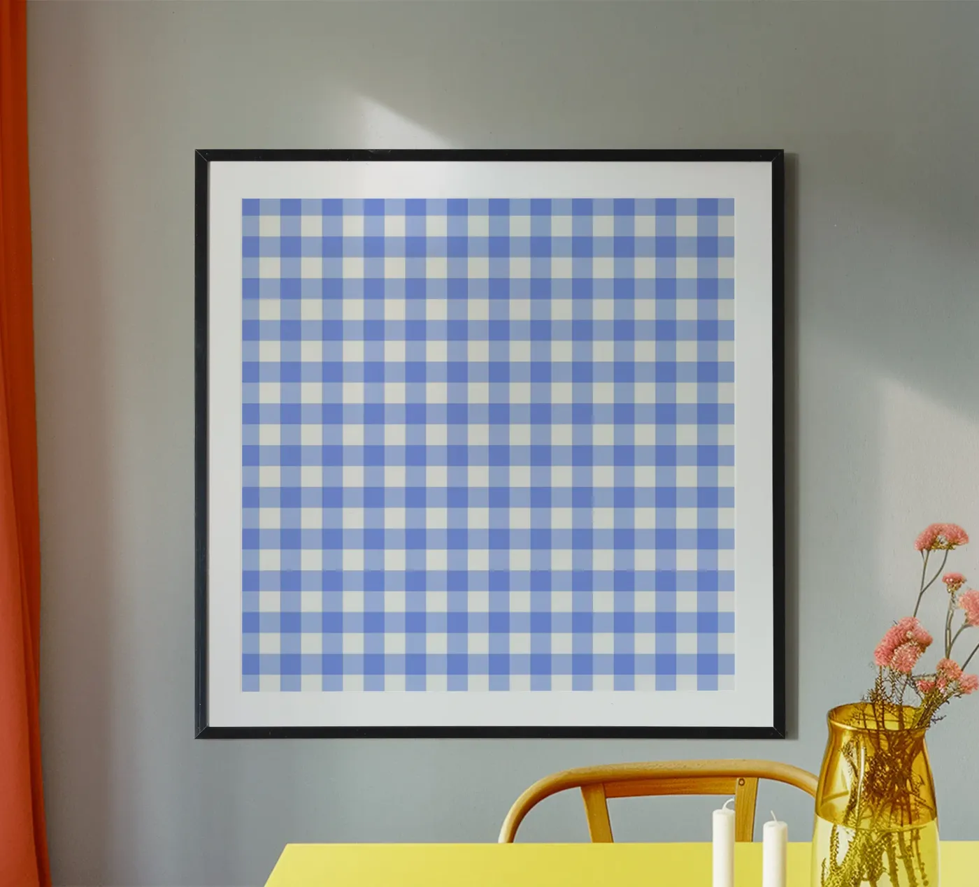 Pastellblaues Gingham Poster von Happy Littles