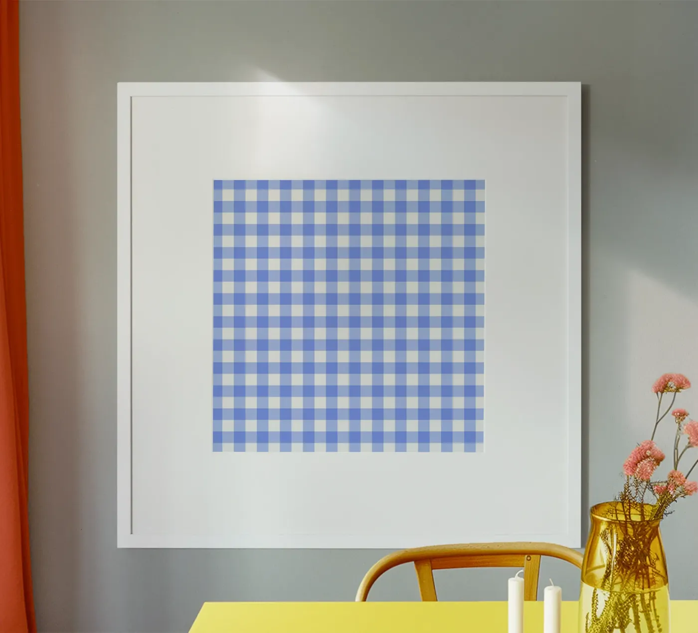 Pastellblaues Gingham Poster von Happy Littles