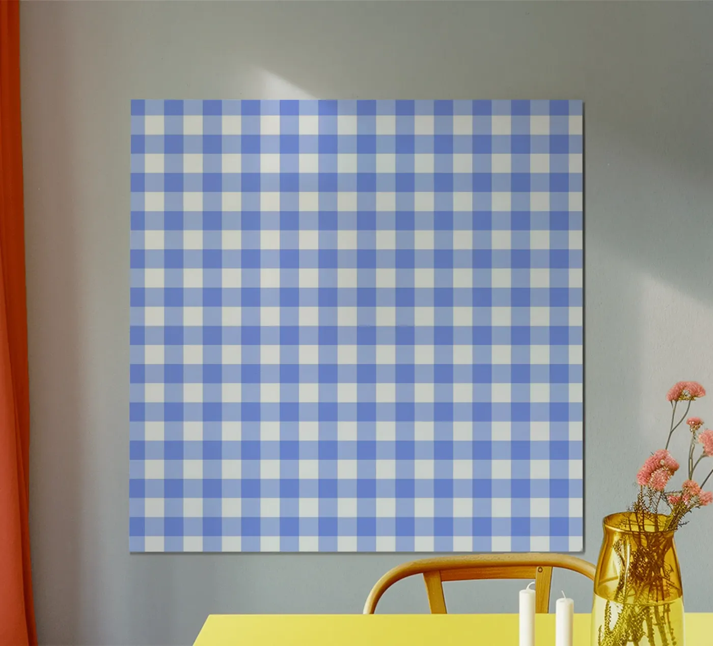 Pastellblaues Gingham Poster von Happy Littles