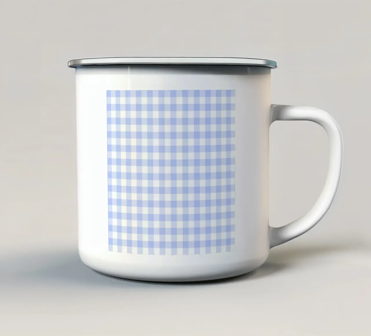 Gingham blu pastello tazza in smalto da Happy Littles