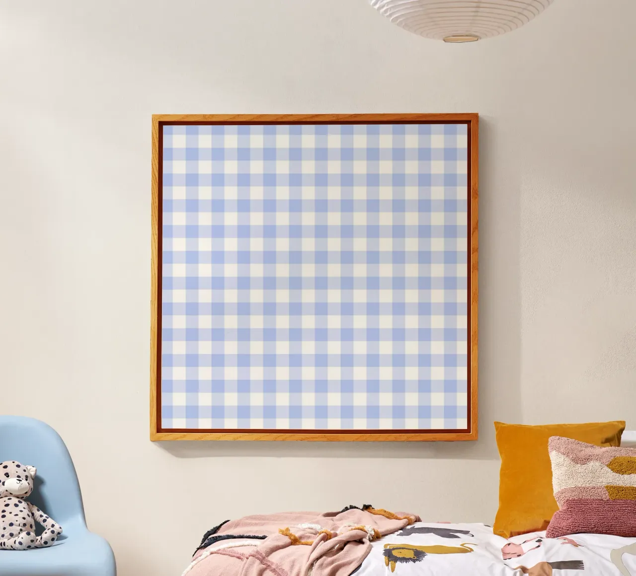 Pastel Blue Gingham acrylic glass by Happy Littles