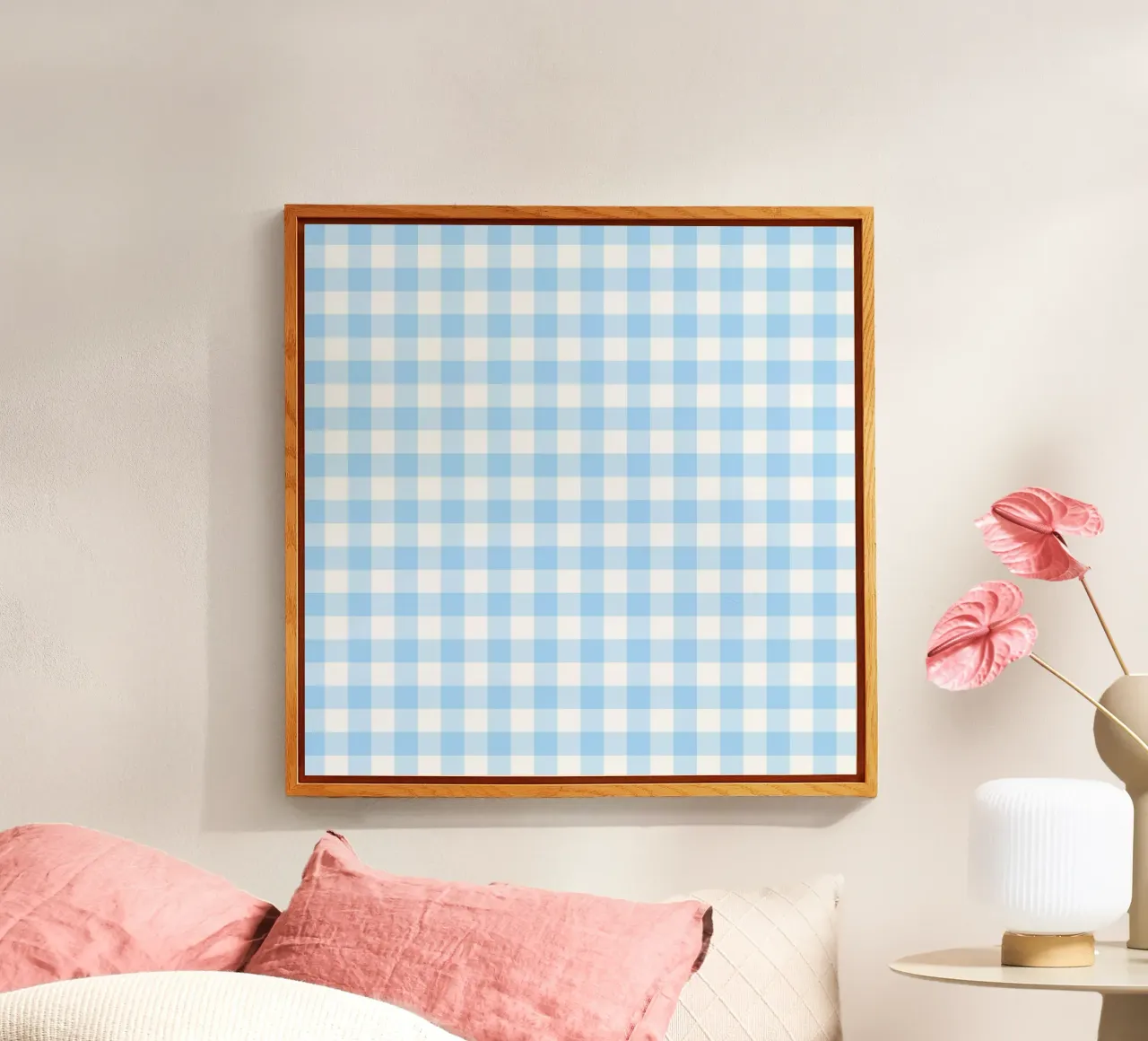 Gingham blu pastello plexiglass da Happy Littles