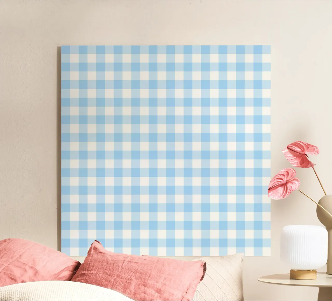 Gingham blu pastello plexiglass da Happy Littles