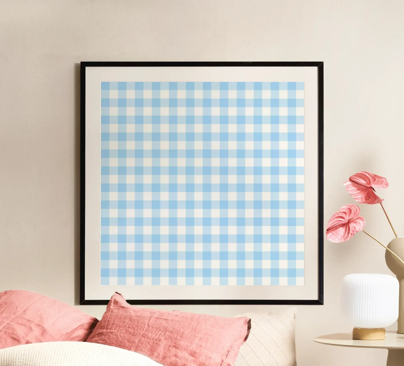 Vichy bleu pastel poster de Happy Littles