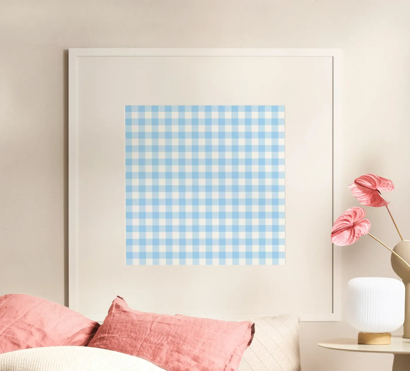 Vichy bleu pastel poster de Happy Littles