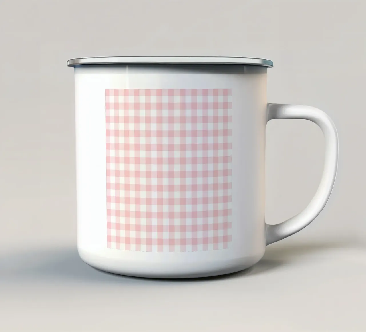 Gingham rosa pastello tazza in smalto da Happy Littles