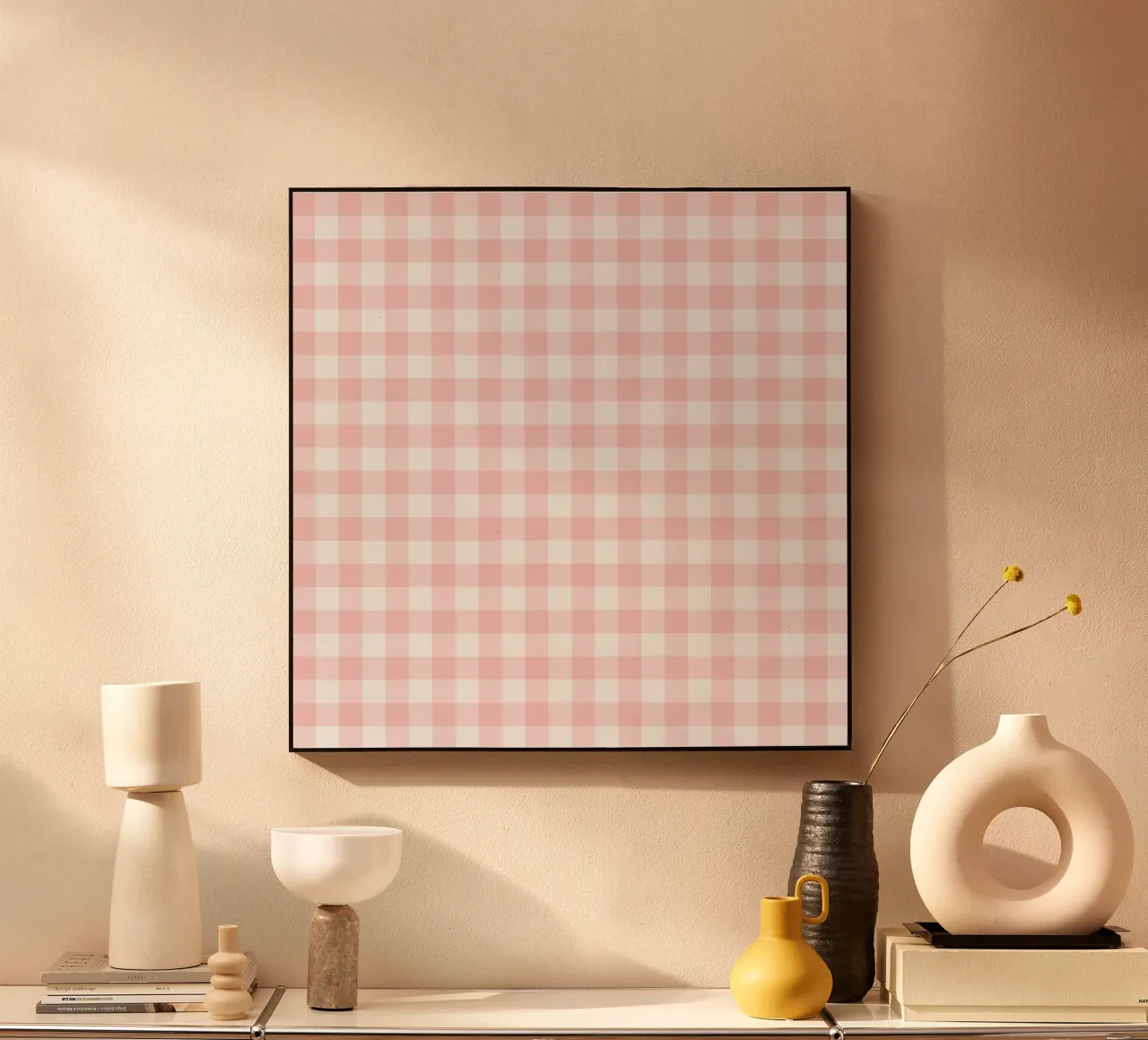 Pastel Blush Pink Gingham acrylic glass by Happy Littles