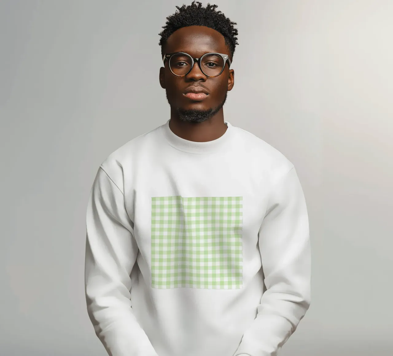 Pastel Green Gingham sweatshirt by Happy Littles