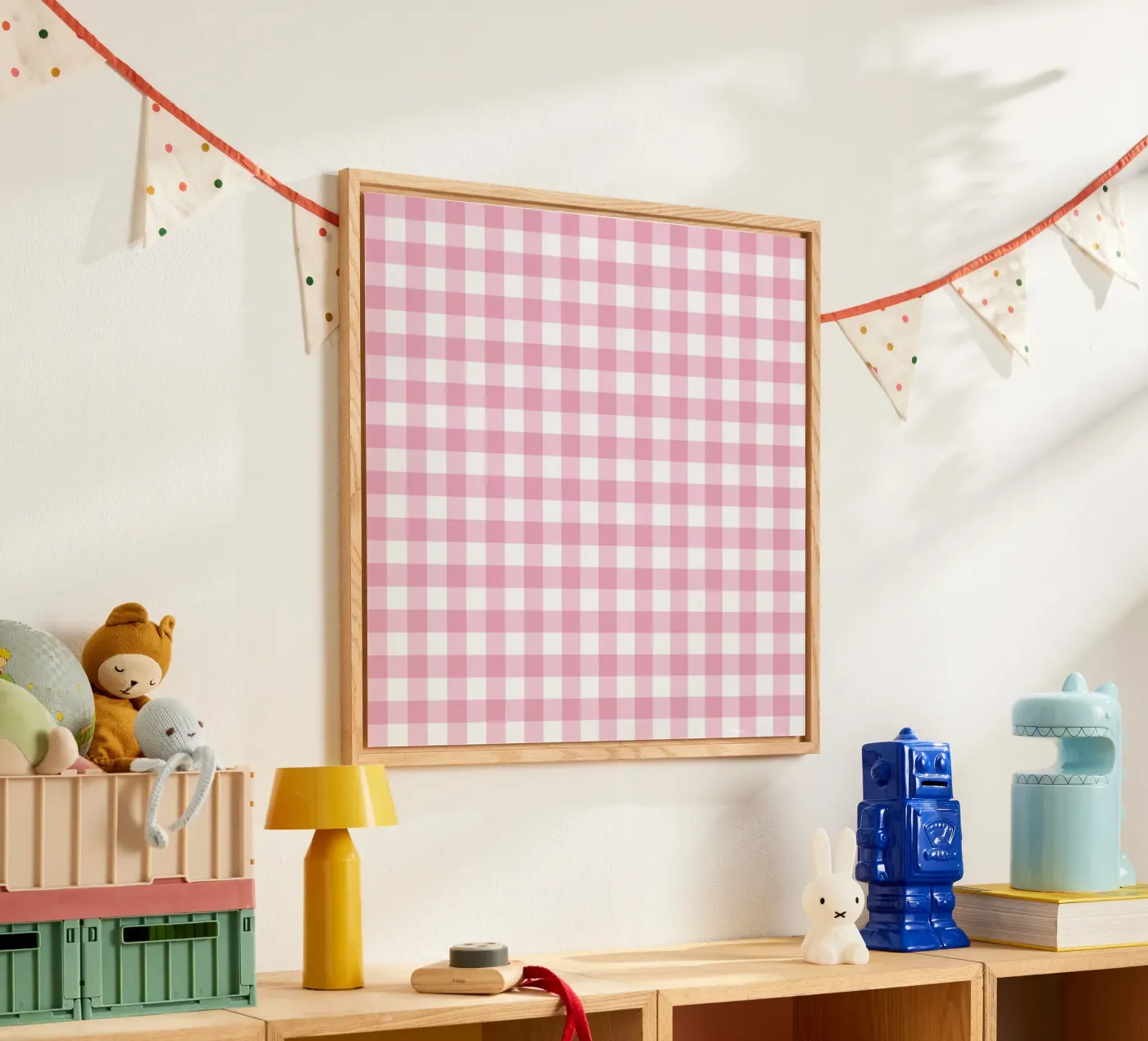Pastel Pink Gingham acryl van Happy Littles