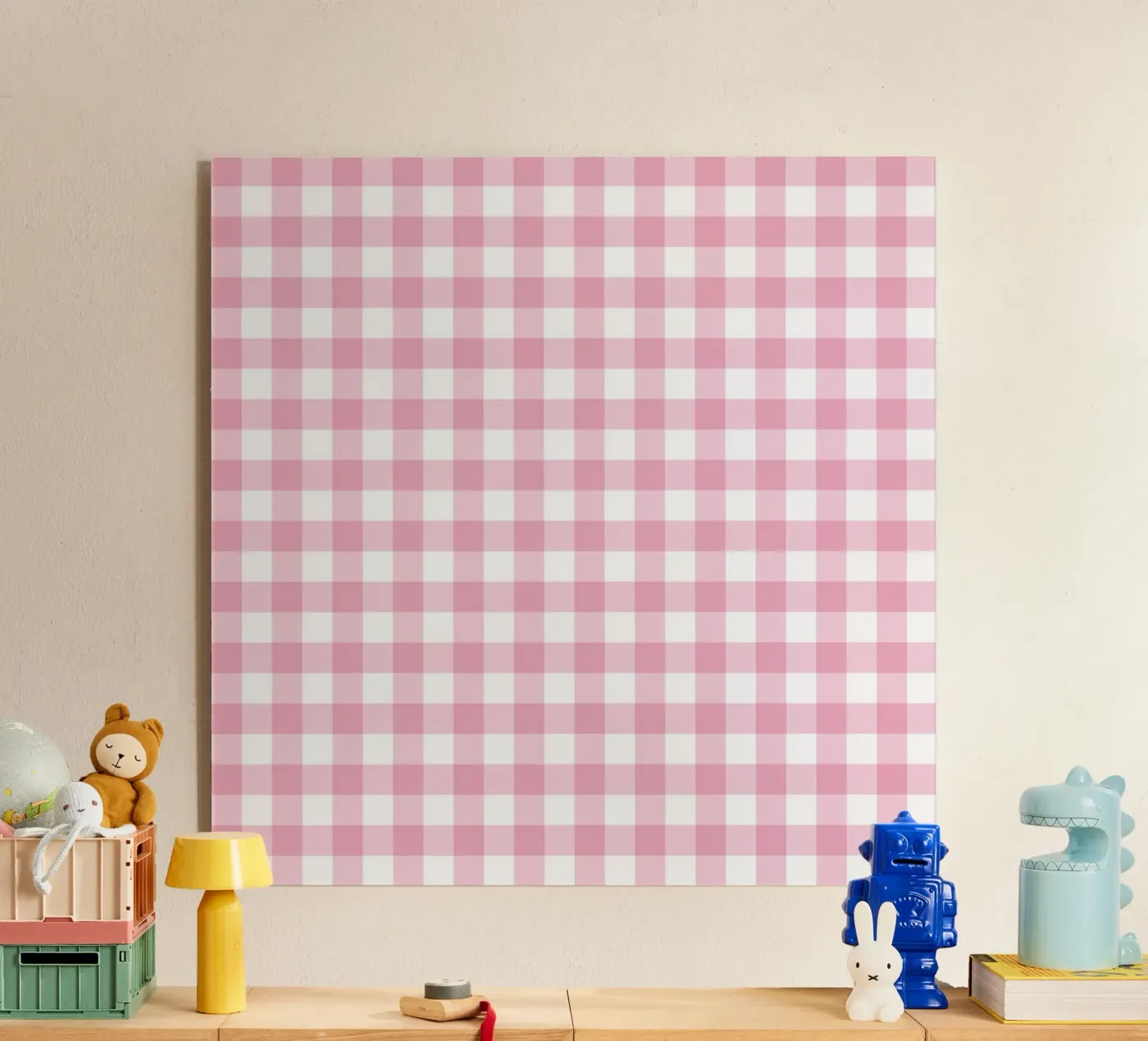 Pastel Pink Gingham acryl van Happy Littles