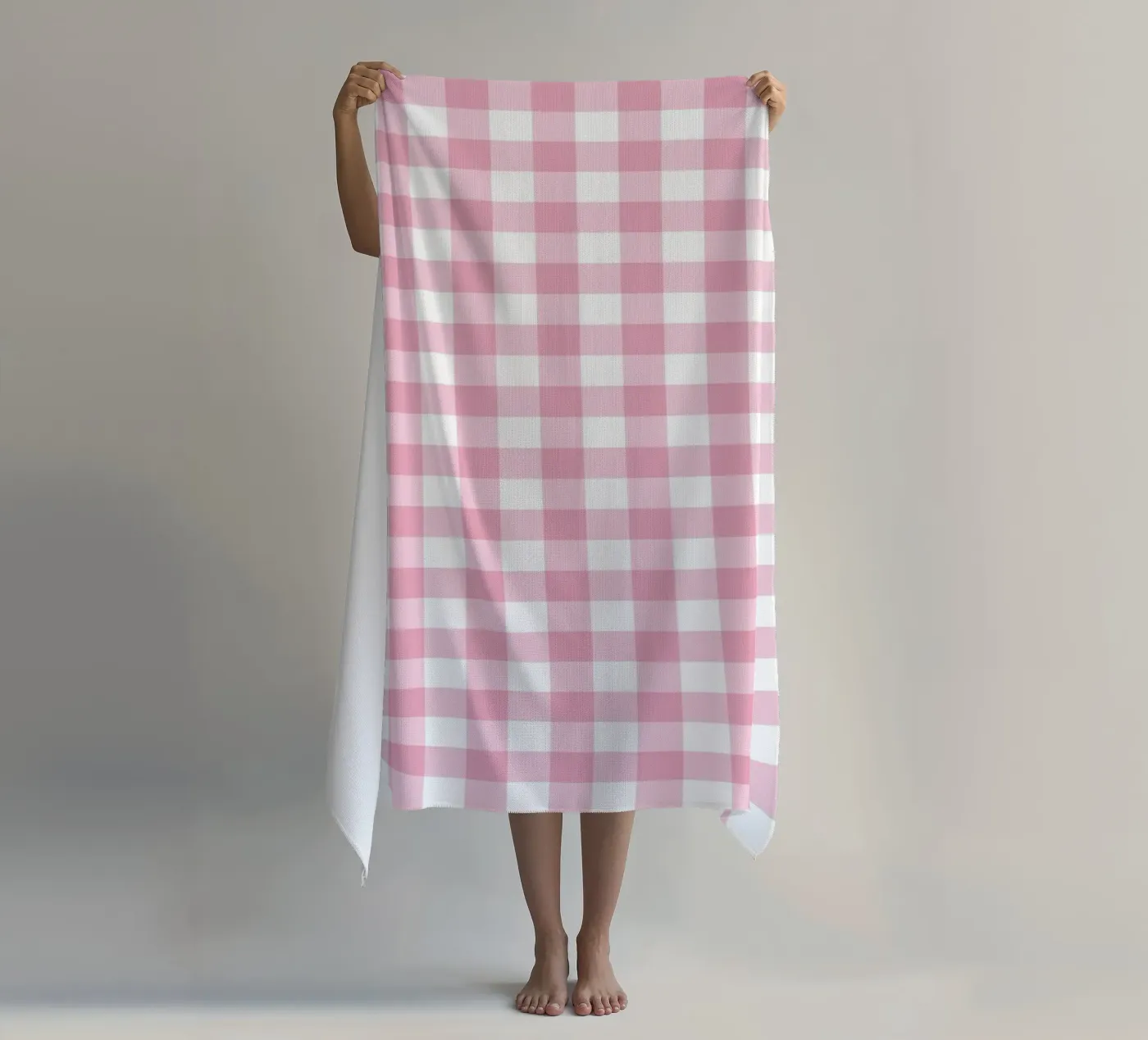 Gingham rosa pastello telo mare da Happy Littles