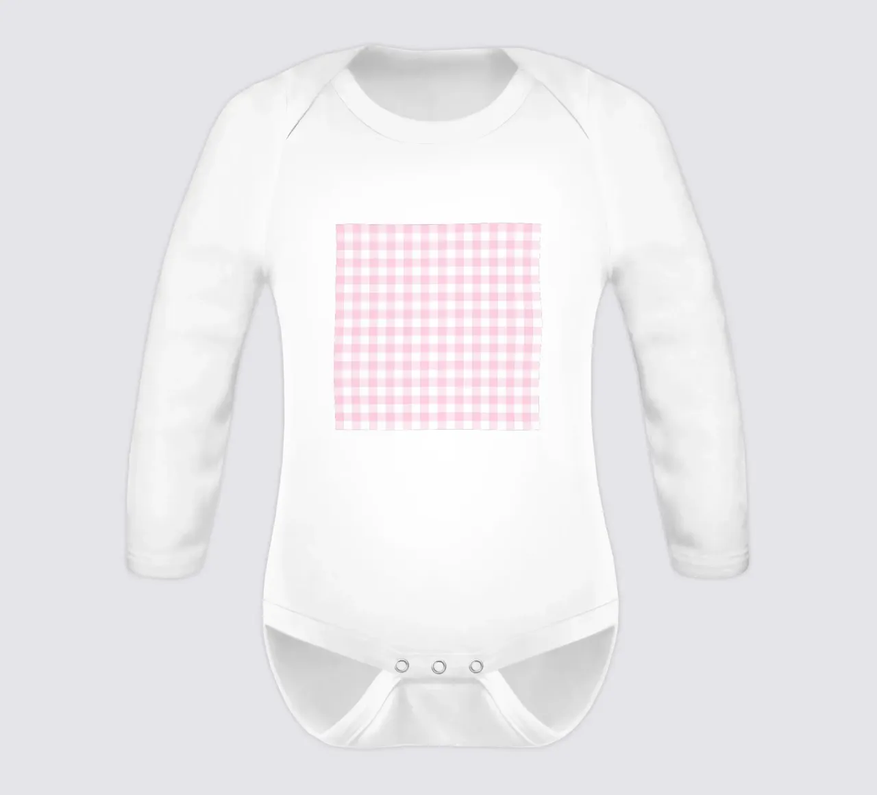 Pastellrosa Gingham Langarm Babybody von Happy Littles