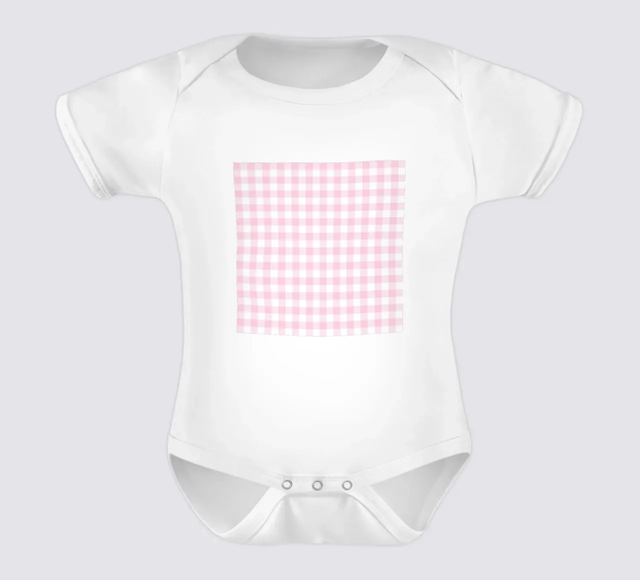 Pastel Pink Gingham short-sleeve baby romper by Happy Littles