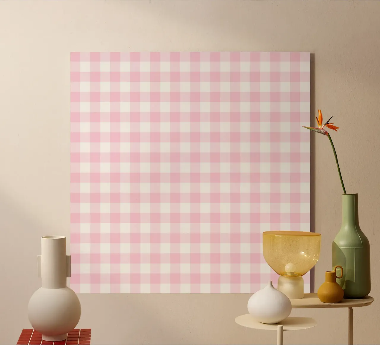 Gingham rosa pastello plexiglass da Happy Littles