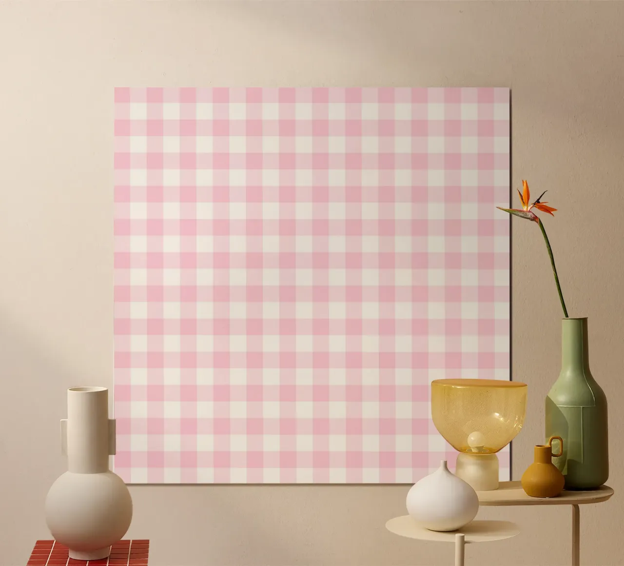 Pastellrosa Gingham Poster von Happy Littles