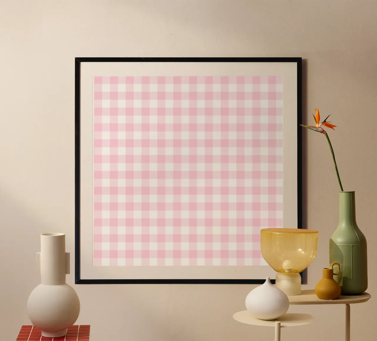 Pastellrosa Gingham Poster von Happy Littles