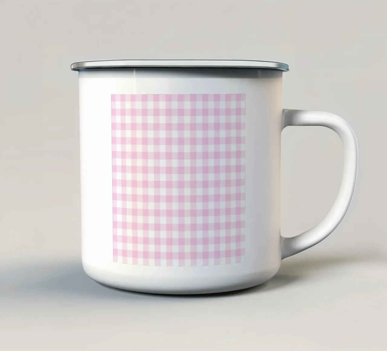 Gingham rosa pastello tazza in smalto da Happy Littles