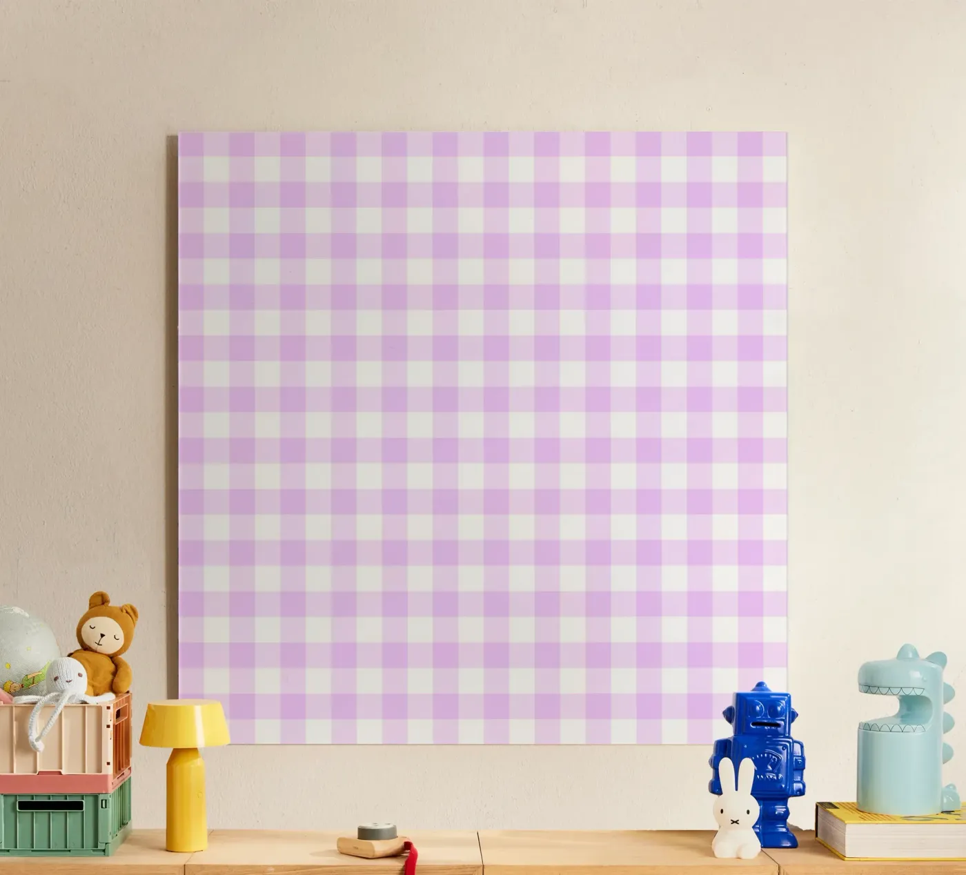 Pastel Pinkish Purple Gingham acrylic glass by Happy Littles