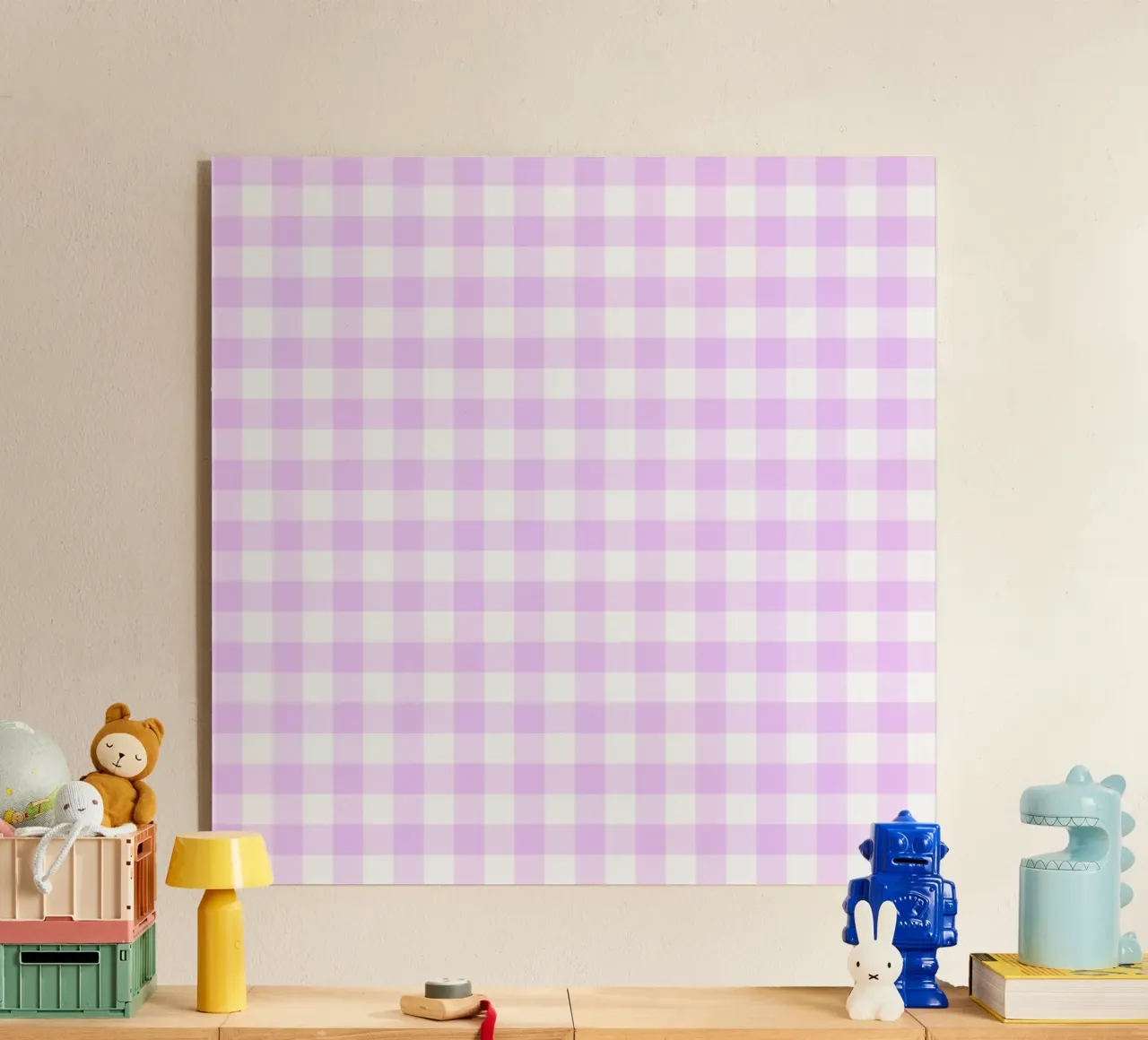 Gingham rosa pastello e viola plexiglass da Happy Littles