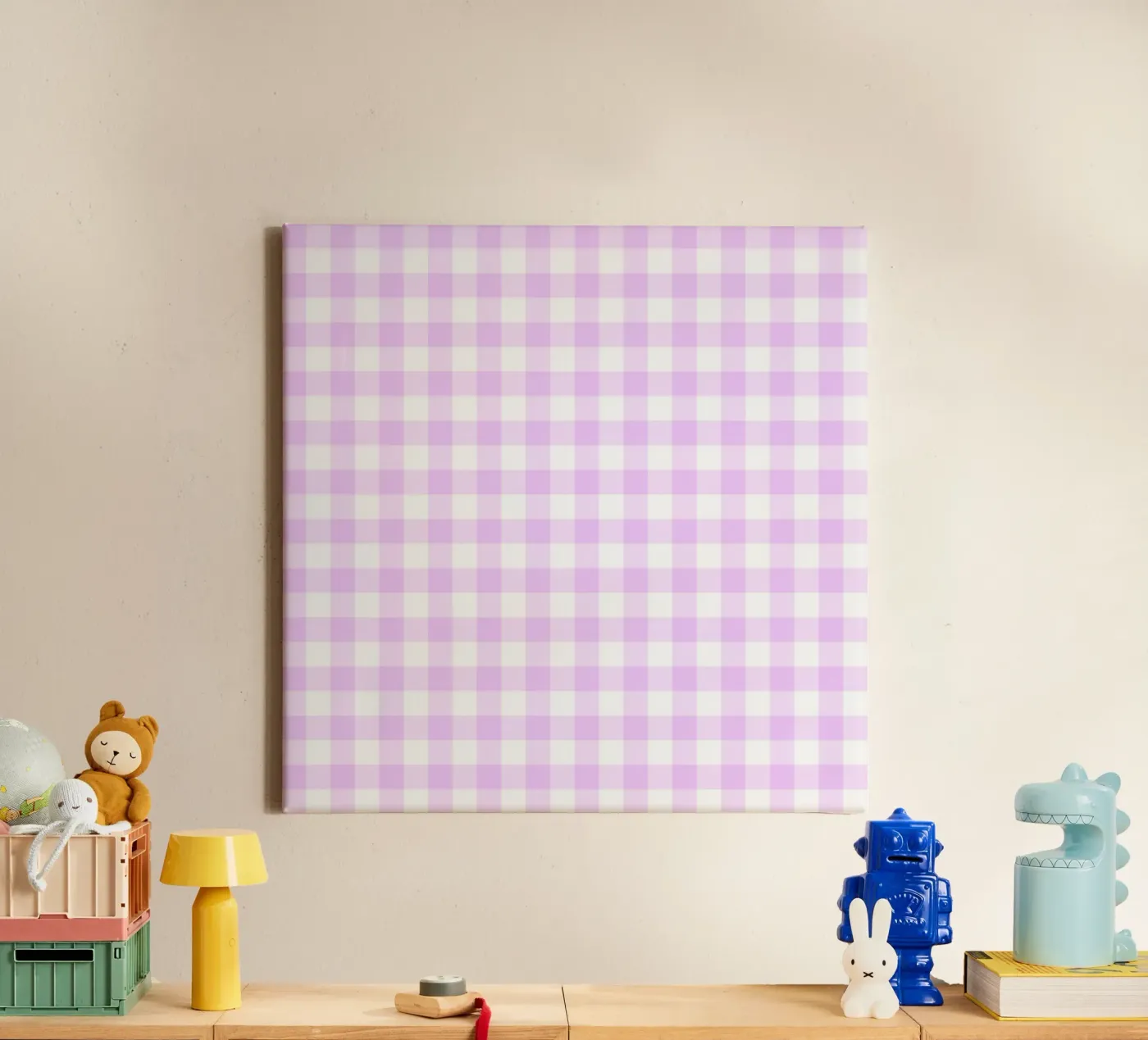 Gingham rosa pastello e viola tela da Happy Littles