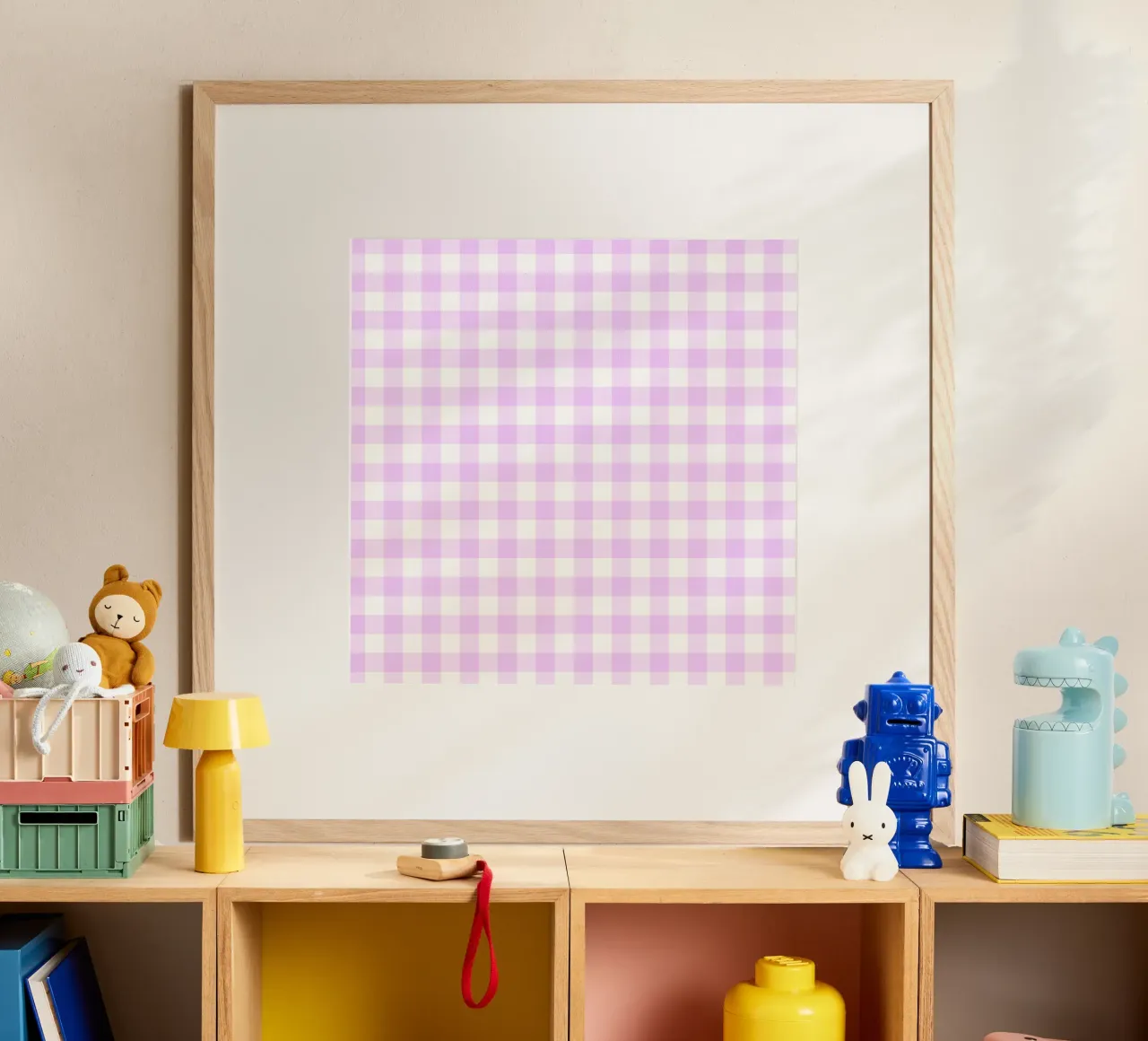 Gingham rosa pastello e viola poster da Happy Littles