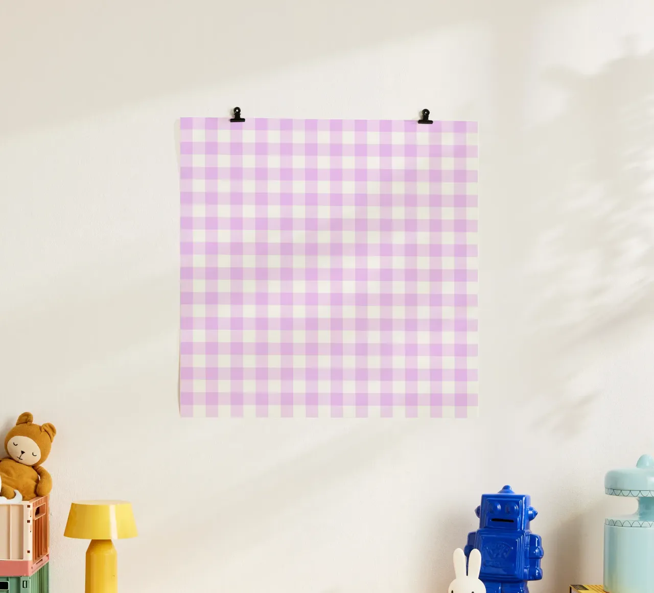 Gingham rosa pastello e viola poster da Happy Littles