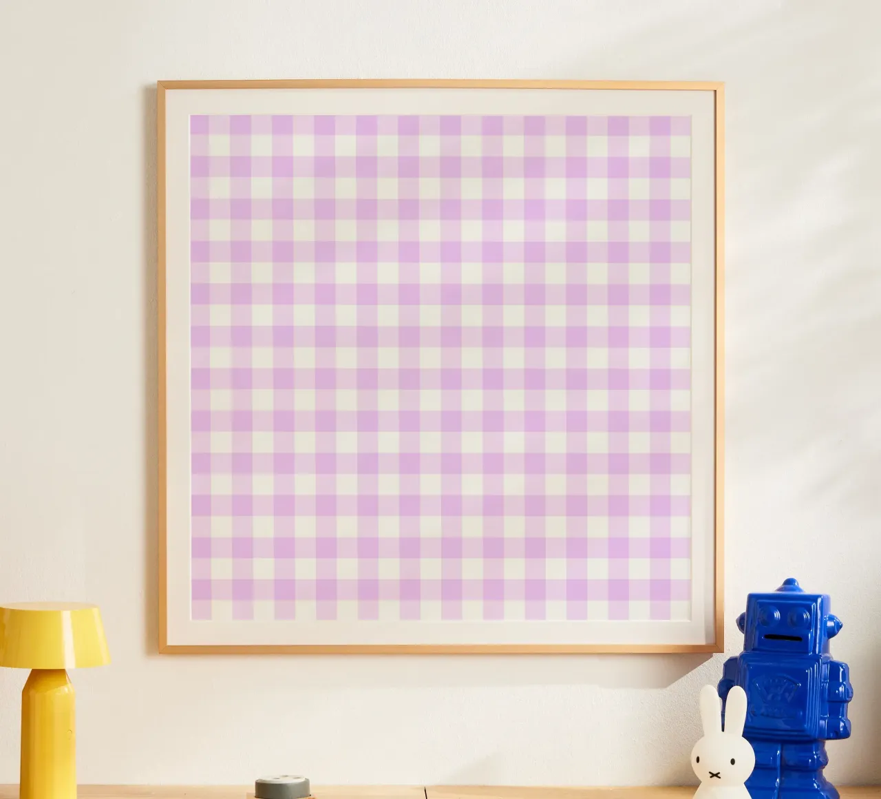 Gingham rosa pastello e viola poster da Happy Littles