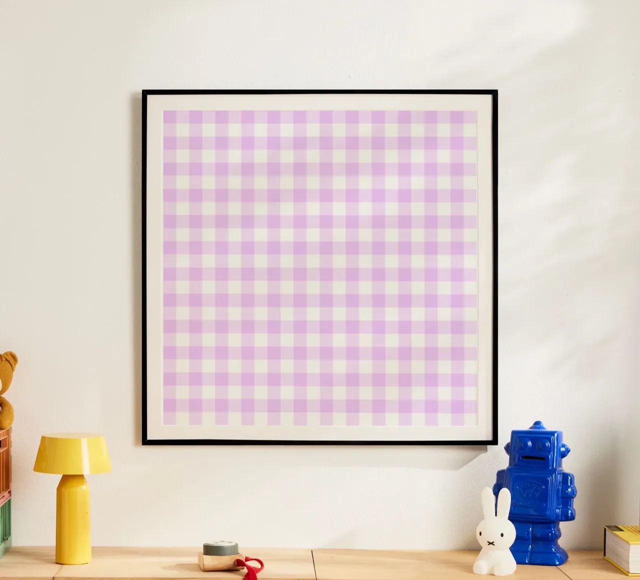 Gingham rosa pastello e viola poster da Happy Littles