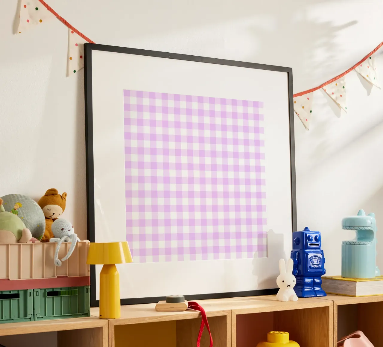 Gingham rosa pastello e viola poster da Happy Littles