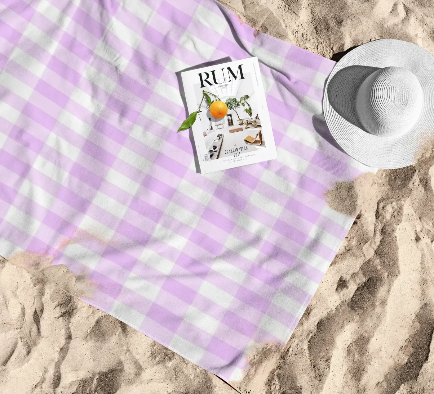 Gingham rosa pastello e viola telo mare da Happy Littles