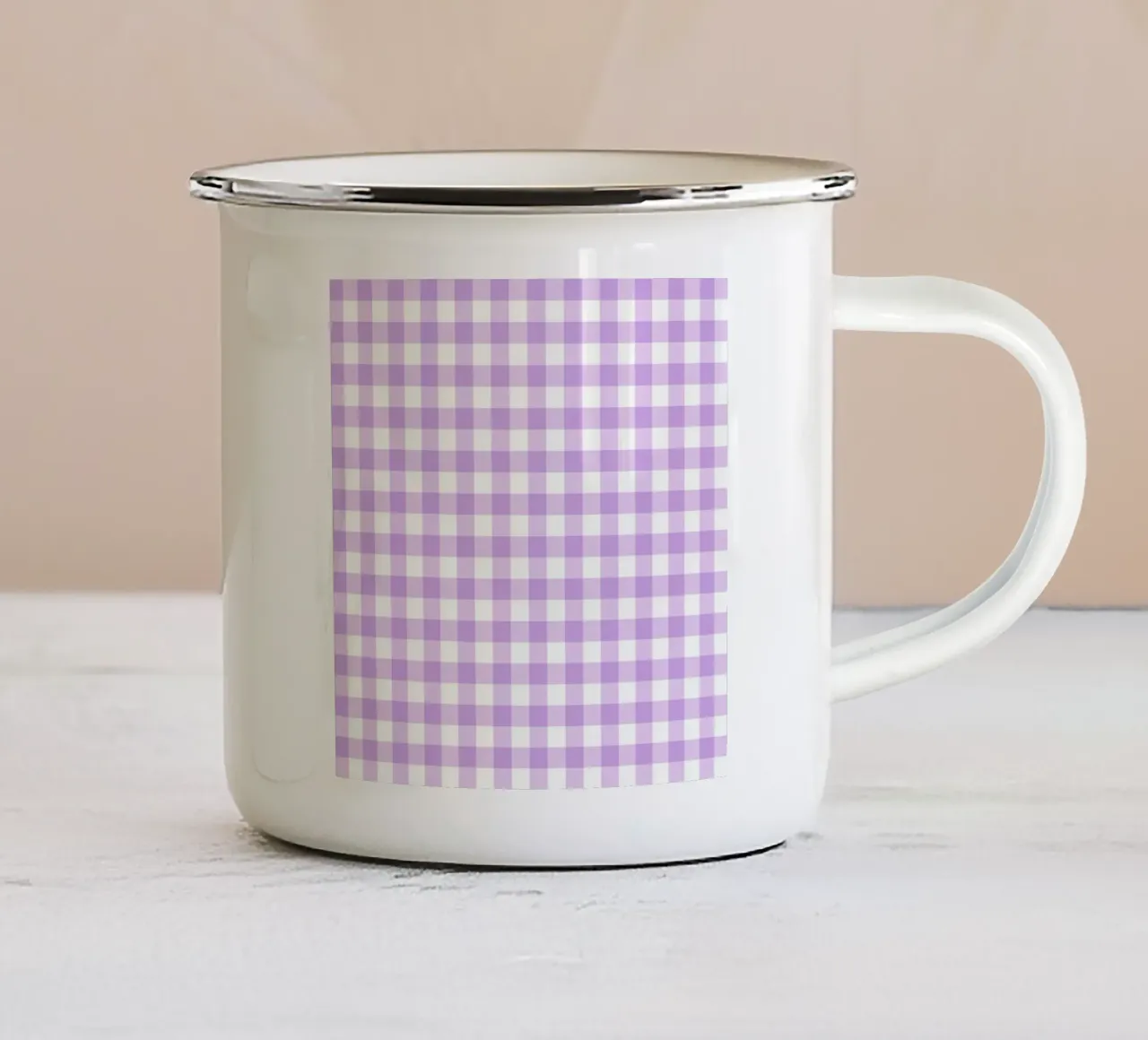 Pastel Purple Gingham tazza in smalto da Happy Littles