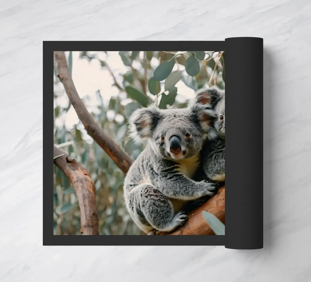 Due koala che riposano insieme su un albero di eucalipto zerbino da DesignDoodle