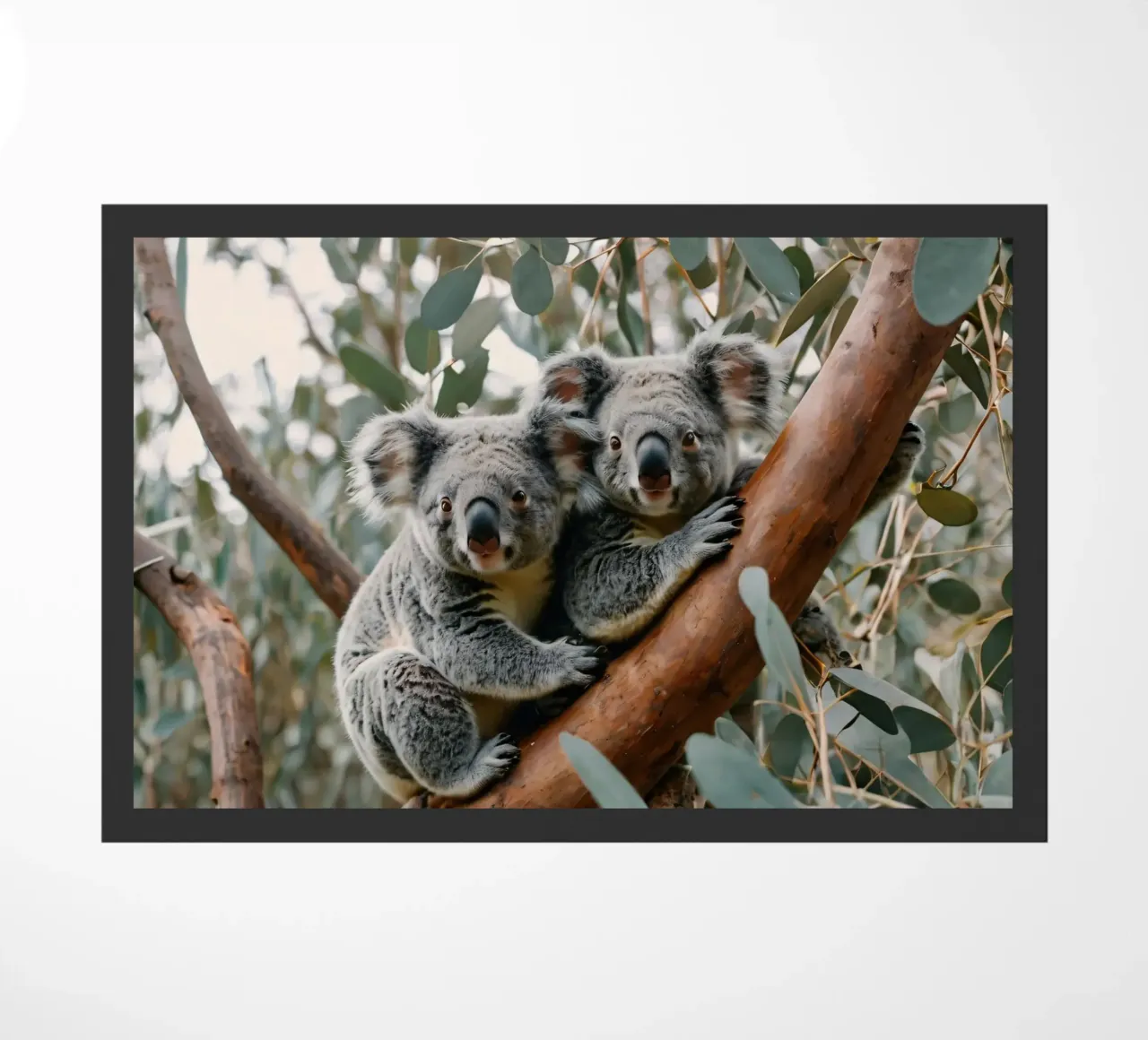 Due koala che riposano insieme su un albero di eucalipto zerbino da DesignDoodle