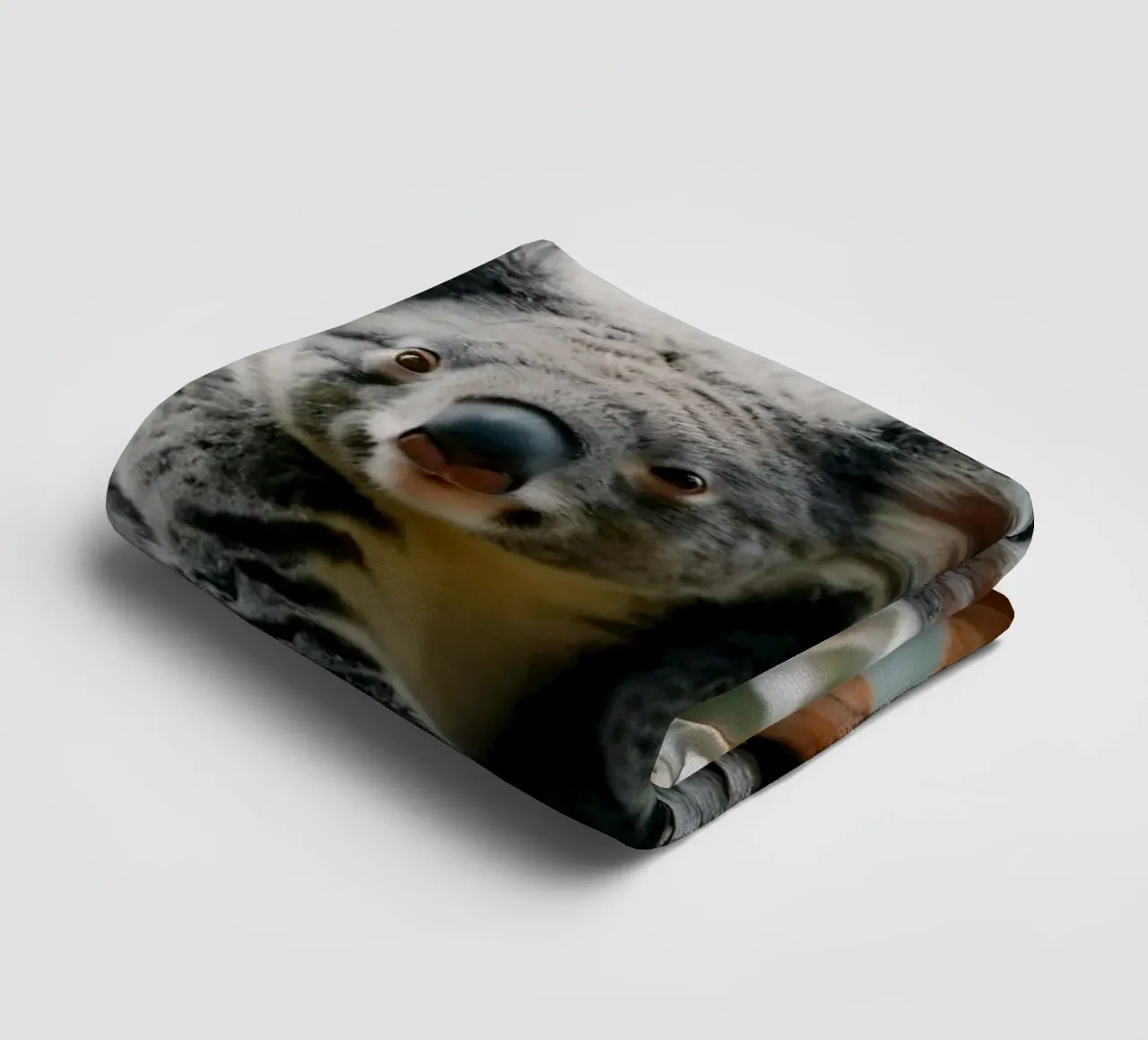 Two koalas resting together on a eucalyptus tree towel by DesignDoodle