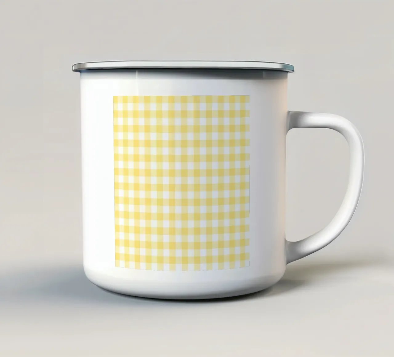 Gingham giallo pastello tazza in smalto da Happy Littles