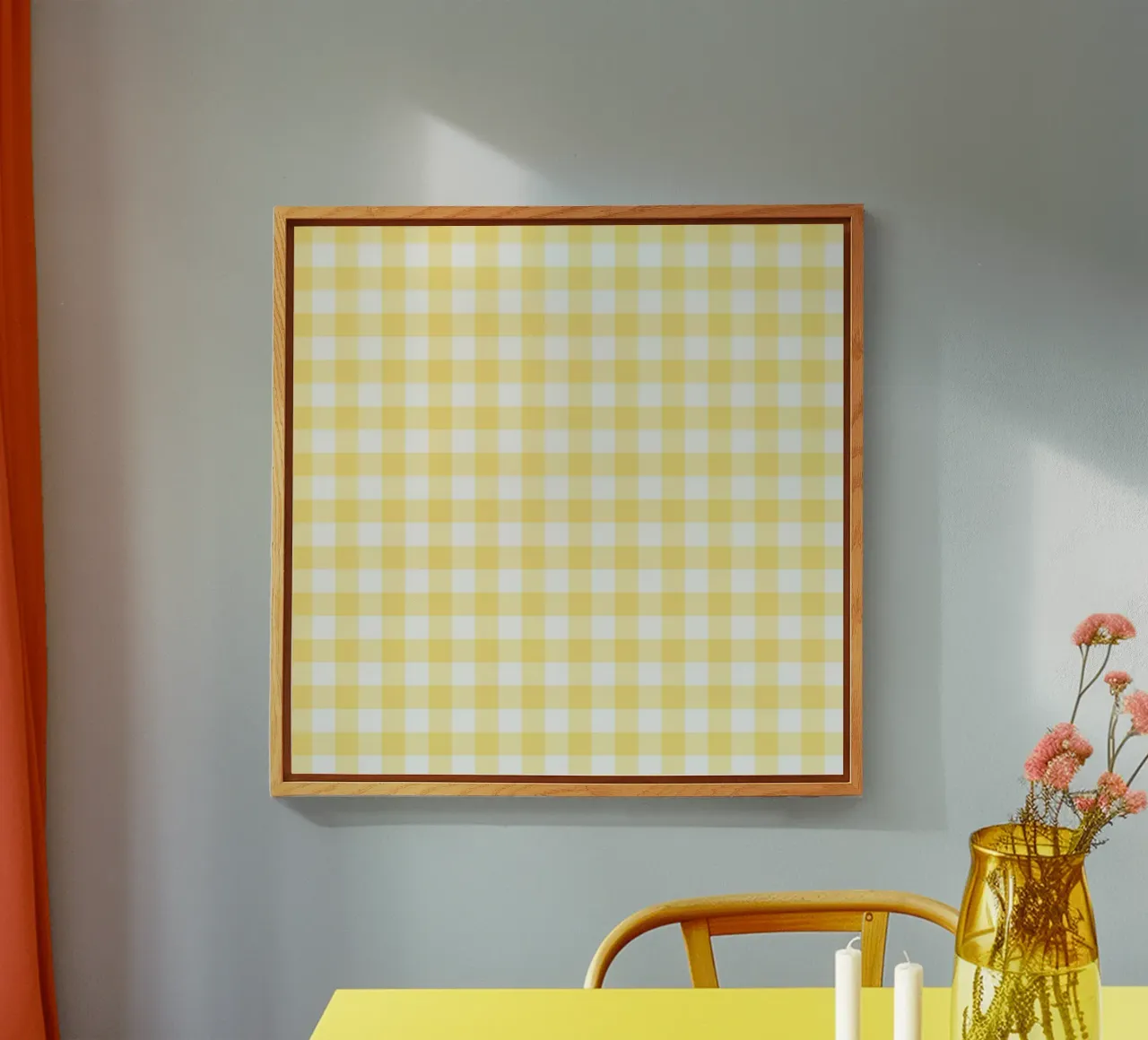Gingham giallo pastello plexiglass da Happy Littles