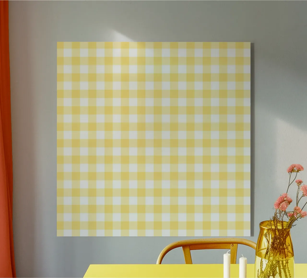 Gingham giallo pastello plexiglass da Happy Littles