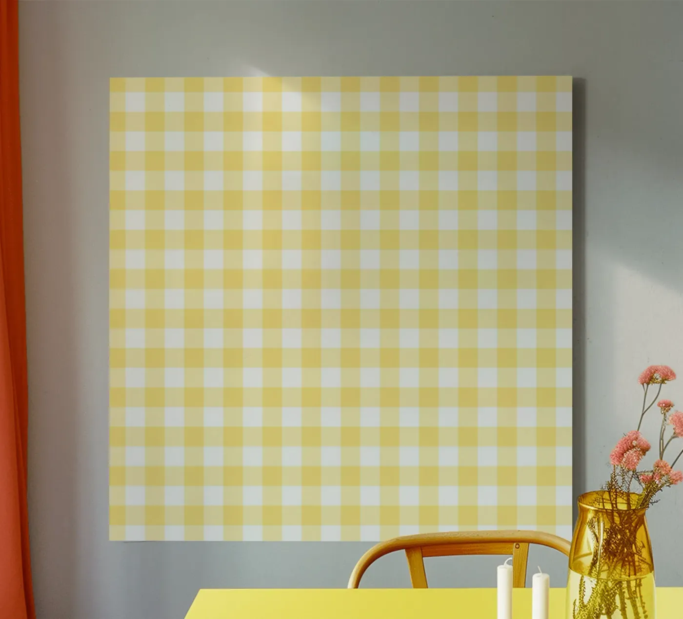 Gingham giallo pastello tela da Happy Littles