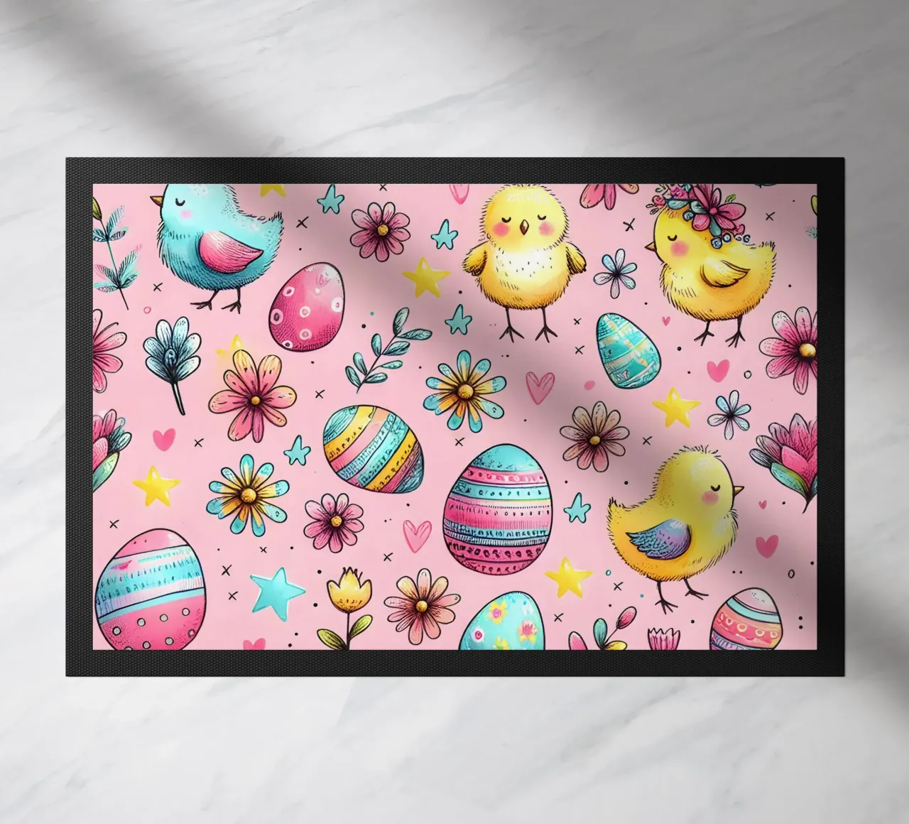 Easter Chicks Doodles doormat by Happy Littles