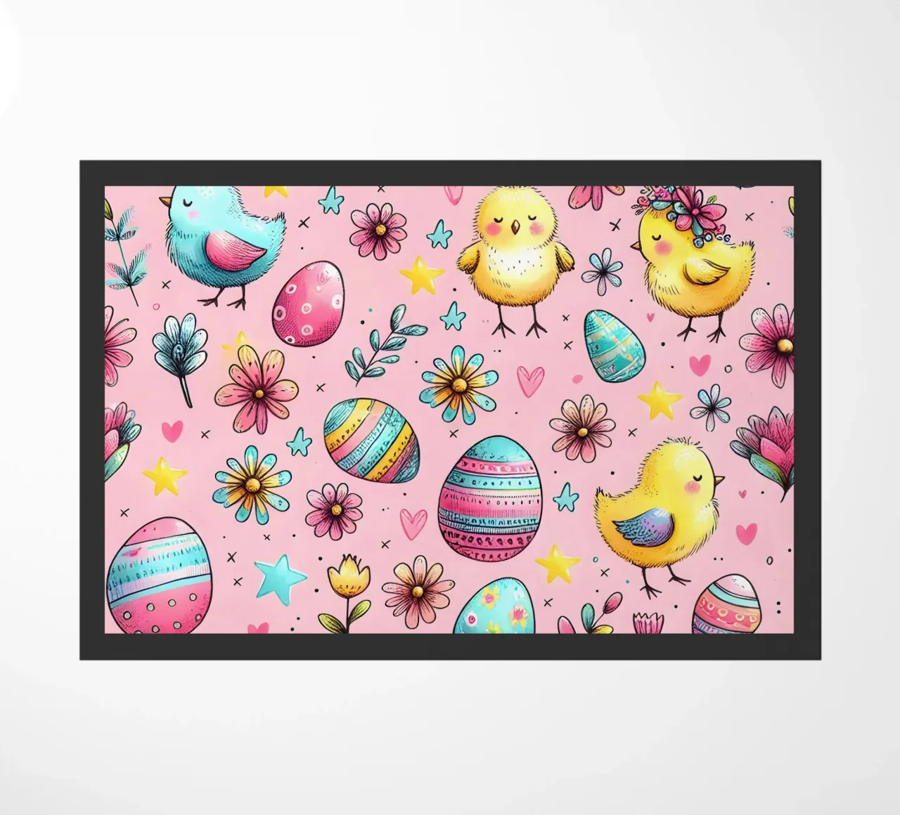 Easter Chicks Doodles doormat by Happy Littles