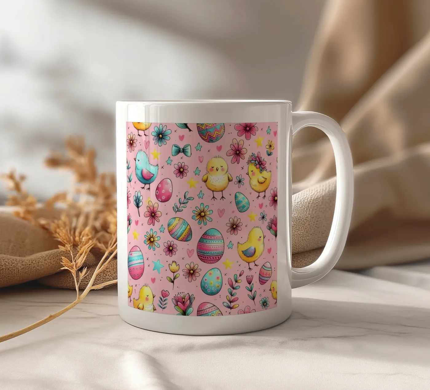Easter Chicks Doodles ceramic mug by Happy Littles